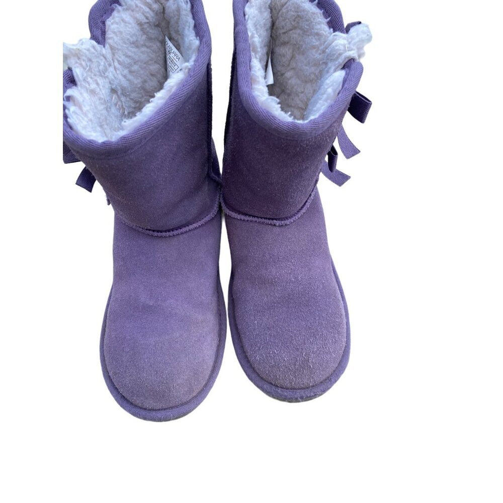 Koolaburra By UGG Kids Purple Suede Bow Tall Boots With Shearling Lining Size 3
